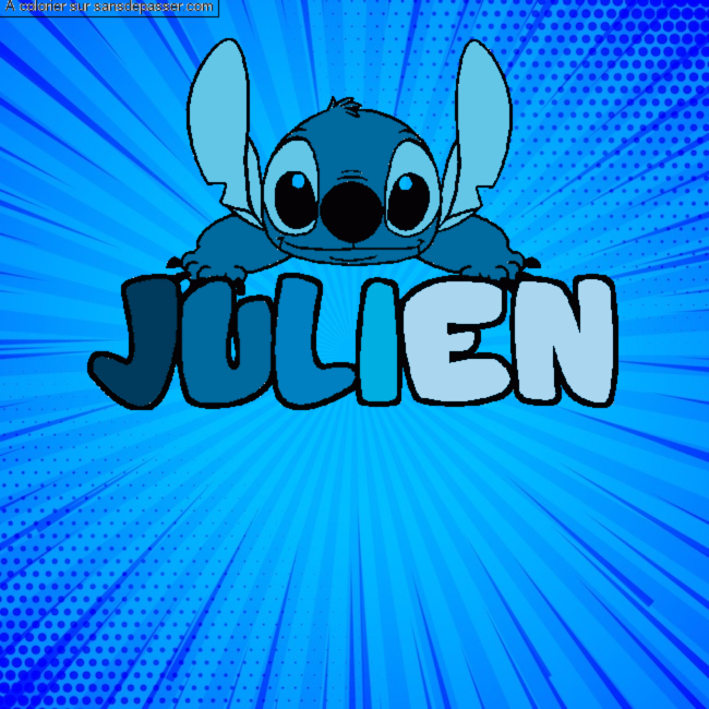 Coloriage Coloriage pr&eacute;nom JULIEN - d&eacute;cor Stitch par un invit&eacute;