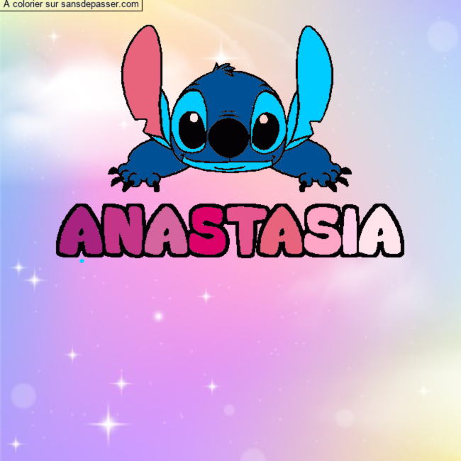 Coloriage Coloriage pr&eacute;nom ANASTASIA - d&eacute;cor Stitch par un invit&eacute;