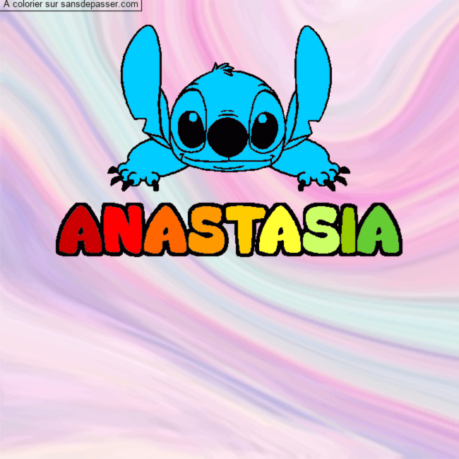 Coloriage Coloriage pr&eacute;nom ANASTASIA - d&eacute;cor Stitch par un invit&eacute;