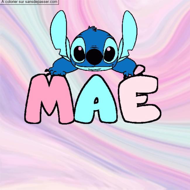 Coloriage Coloriage pr&eacute;nom MA&Eacute; - d&eacute;cor Stitch par un invit&eacute;