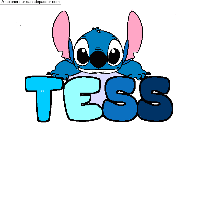 Coloriage Coloriage pr&eacute;nom TESS - d&eacute;cor Stitch par un invit&eacute;