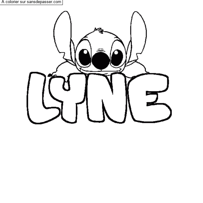 Coloriage Coloriage pr&eacute;nom LYNE - d&eacute;cor Stitch par un invit&eacute;