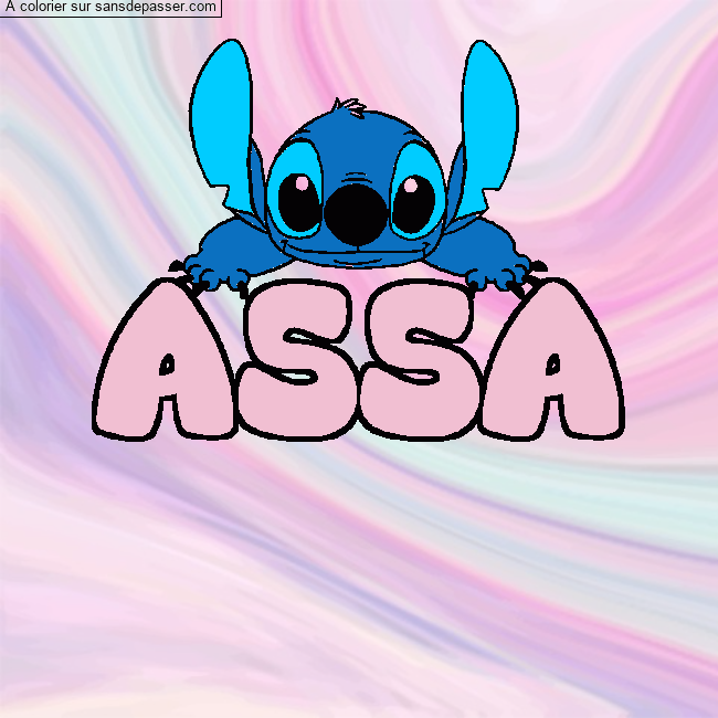 Coloriage Coloriage pr&eacute;nom ASSA - d&eacute;cor Stitch par un invit&eacute;