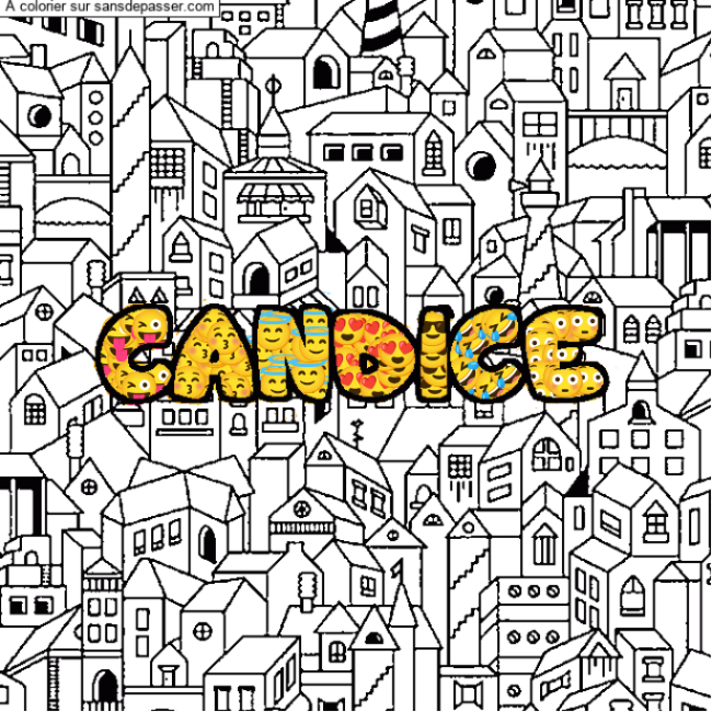 Coloriage Coloriage pr&eacute;nom CANDICE - d&eacute;cor Ville par Candice-styl&eacute;e 
