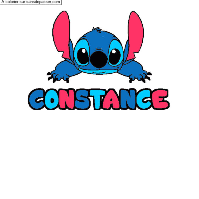 Coloriage Coloriage pr&eacute;nom CONSTANCE - d&eacute;cor Stitch par un invit&eacute;