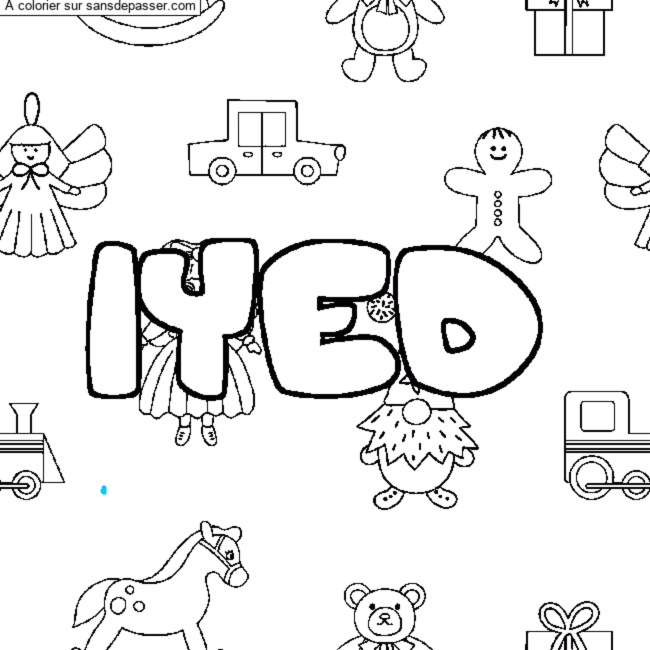 Coloriage Coloriage pr&eacute;nom IYED - d&eacute;cor Jouets par un invit&eacute;
