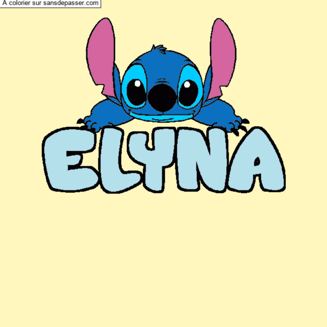 Coloriage Coloriage pr&eacute;nom ELYNA - d&eacute;cor Stitch par Elynouche 