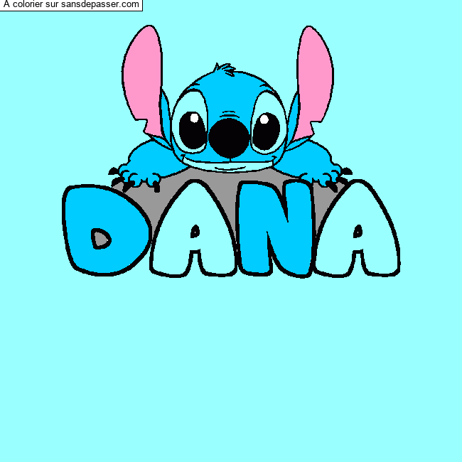 Coloriage Coloriage pr&eacute;nom DANA - d&eacute;cor Stitch par un invit&eacute;