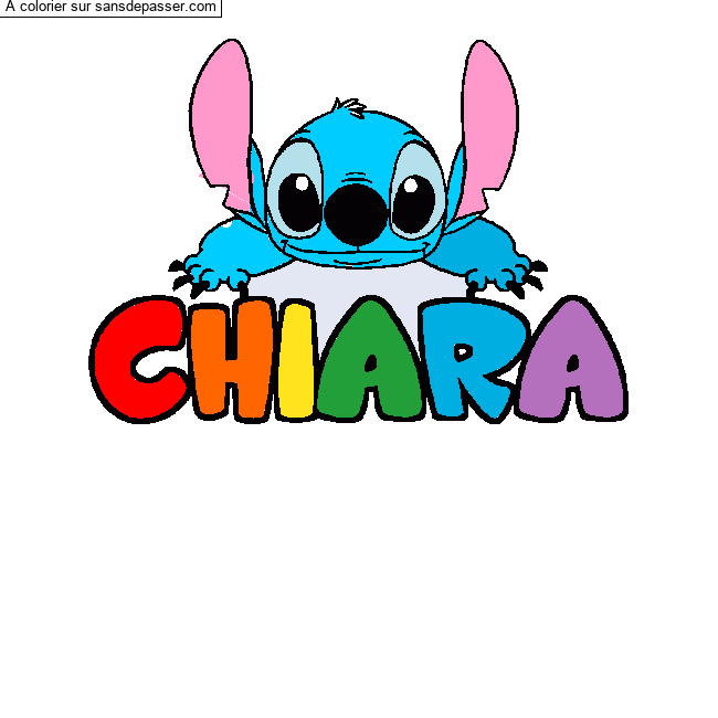 Coloriage Coloriage pr&eacute;nom CHIARA - d&eacute;cor Stitch par un invit&eacute;