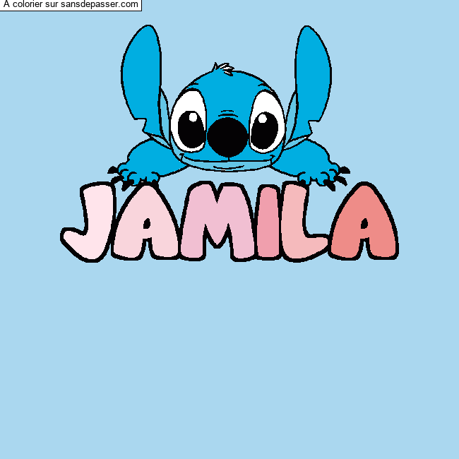 Coloriage Coloriage pr&eacute;nom JAMILA - d&eacute;cor Stitch par un invit&eacute;