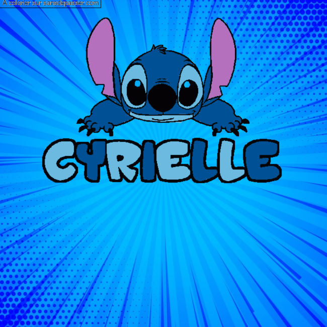 Coloriage Coloriage pr&eacute;nom CYRIELLE - d&eacute;cor Stitch par Iris