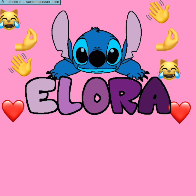 Coloriage Coloriage pr&eacute;nom ELORA - d&eacute;cor Stitch par Eliora