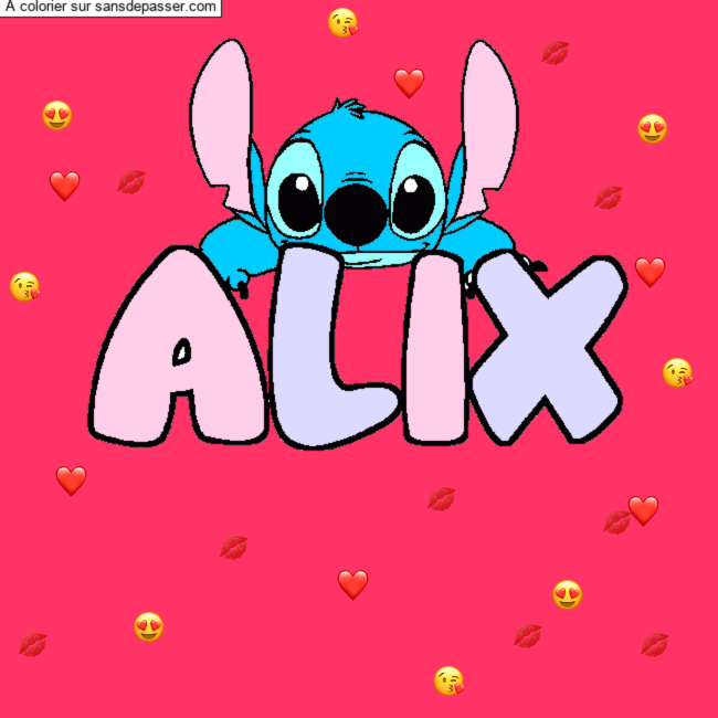 Coloriage Coloriage pr&eacute;nom ALIX - d&eacute;cor Stitch par un invit&eacute;