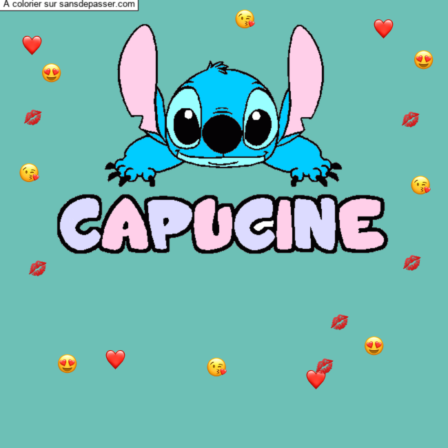 Coloriage Coloriage pr&eacute;nom CAPUCINE - d&eacute;cor Stitch par un invit&eacute;