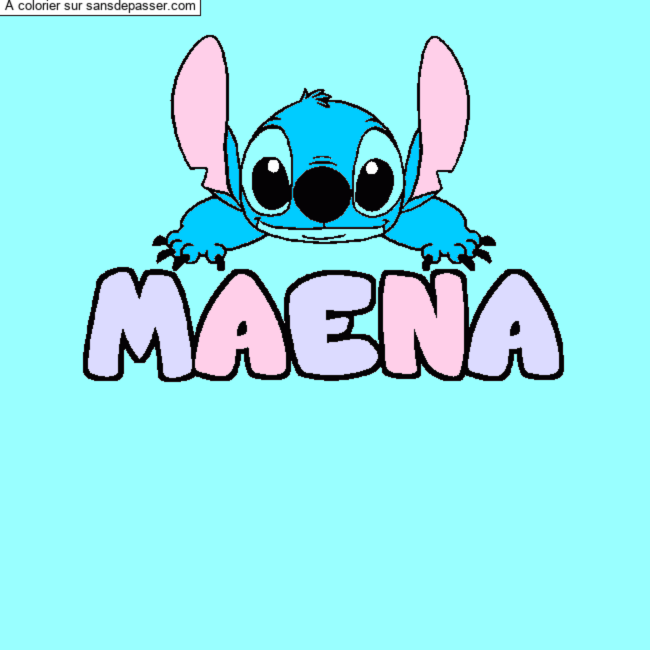 Coloriage Coloriage pr&eacute;nom MAENA - d&eacute;cor Stitch par un invit&eacute;