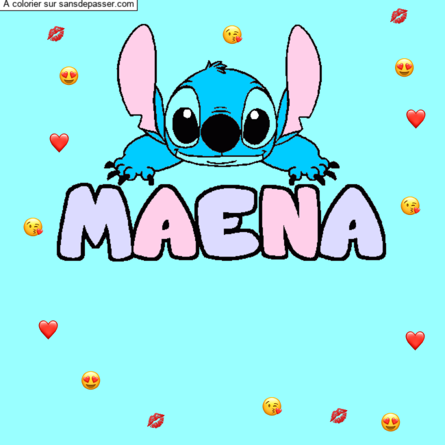 Coloriage Coloriage pr&eacute;nom MAENA - d&eacute;cor Stitch par un invit&eacute;