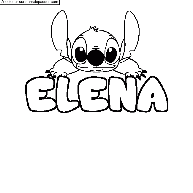 Coloriage Coloriage pr&eacute;nom ELENA - d&eacute;cor Stitch par un invit&eacute;