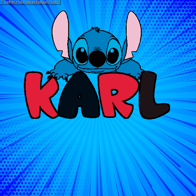Coloriage pr&eacute;nom KARL - d&eacute;cor Stitch par Laureine12