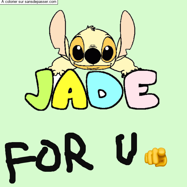 Coloriage pr&eacute;nom JADE - d&eacute;cor Stitch par un invit&eacute;