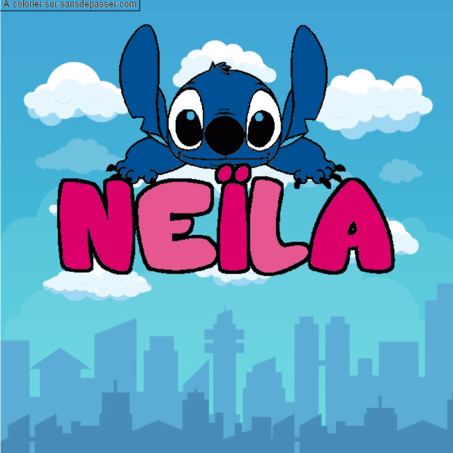 Coloriage pr&eacute;nom NE&Iuml;LA - d&eacute;cor Stitch par un invit&eacute;
