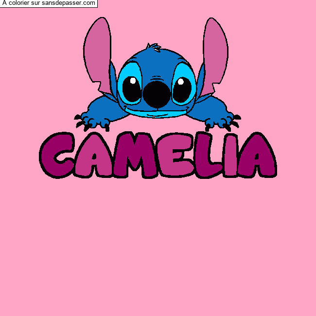 Coloriage Coloriage pr&eacute;nom CAMELIA - d&eacute;cor Stitch par un invit&eacute;