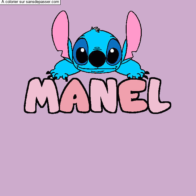 Coloriage pr&eacute;nom MANEL - d&eacute;cor Stitch par un invit&eacute;