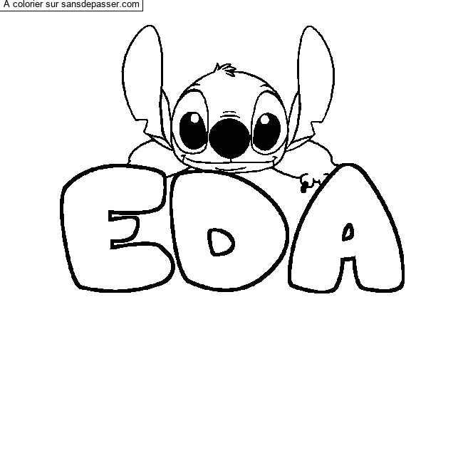 Coloriage pr&eacute;nom EDA - d&eacute;cor Stitch par un invit&eacute;