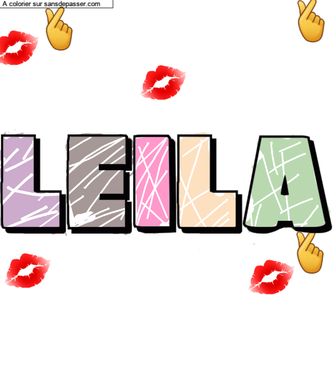 Coloriage pr&eacute;nom personnalis&eacute; "Leila" par un invit&eacute;