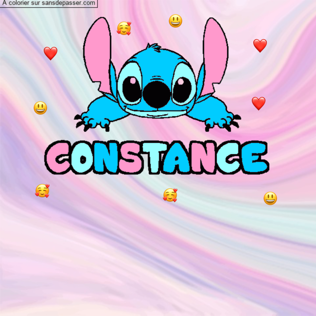 Coloriage Coloriage pr&eacute;nom CONSTANCE - d&eacute;cor Stitch par un invit&eacute;
