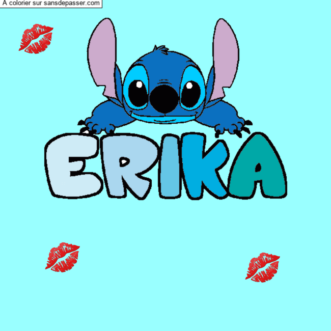 Coloriage pr&eacute;nom ERIKA - d&eacute;cor Stitch par un invit&eacute;