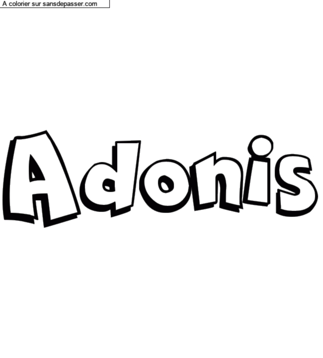 Coloriage pr&eacute;nom personnalis&eacute; "Adonis" par un invit&eacute;