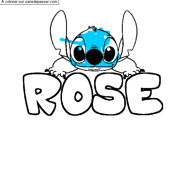 Coloriage pr&eacute;nom ROSE - d&eacute;cor Stitch par un invit&eacute;