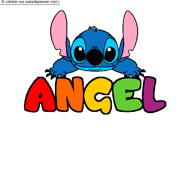 Coloriage pr&eacute;nom ANGEL - d&eacute;cor Stitch par un invit&eacute;