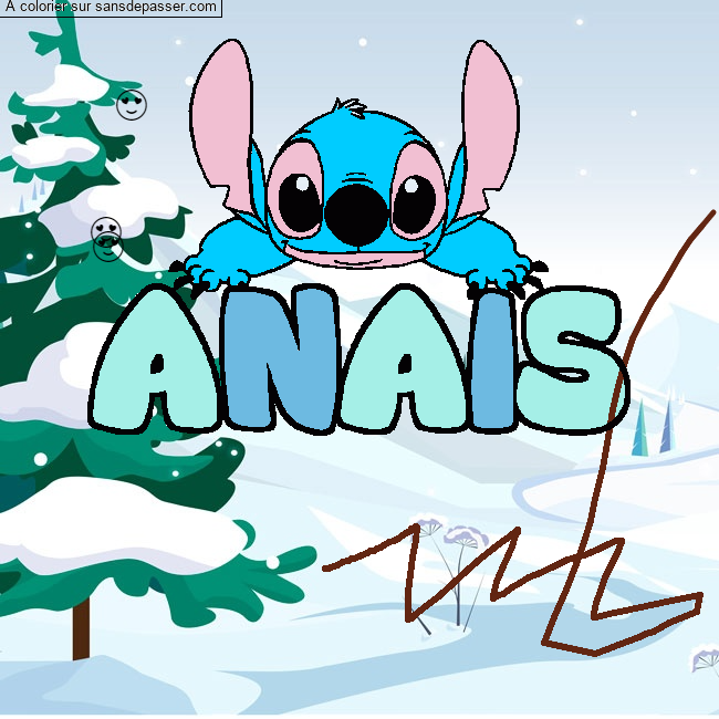 Coloriage pr&eacute;nom ANAIS - d&eacute;cor Stitch par un invit&eacute;