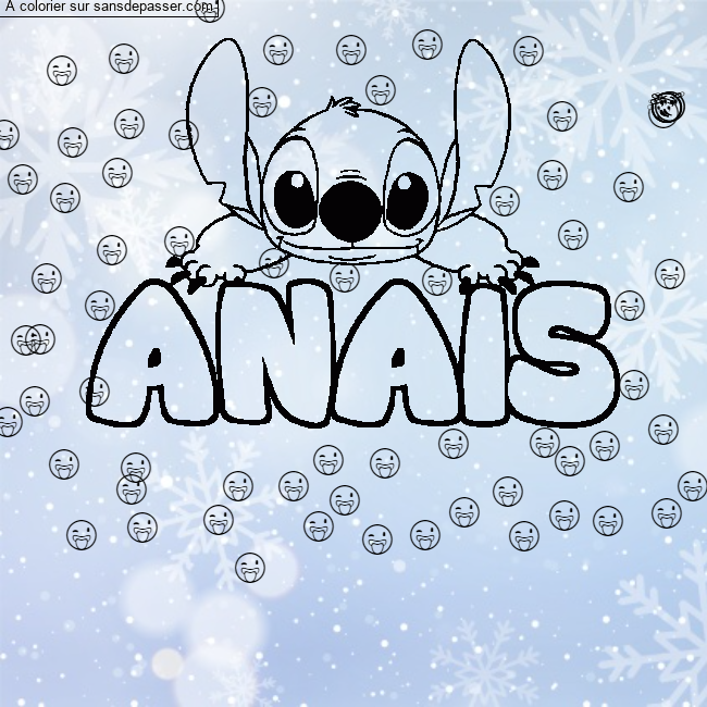 Coloriage pr&eacute;nom ANAIS - d&eacute;cor Stitch par un invit&eacute;