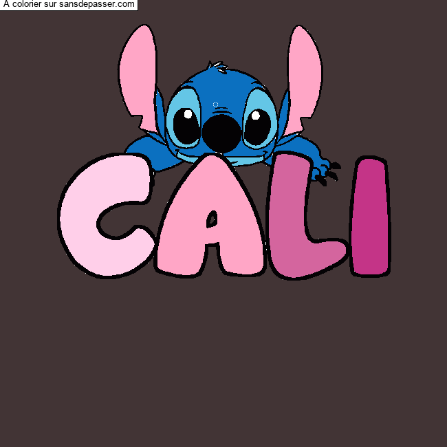 Coloriage pr&eacute;nom CALI - d&eacute;cor Stitch par un invit&eacute;