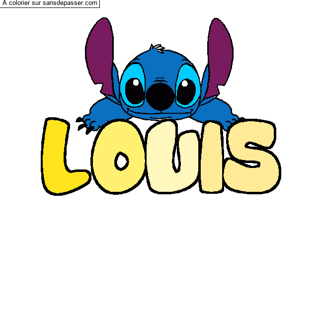 Coloriage pr&eacute;nom LOUIS - d&eacute;cor Stitch par un invit&eacute;