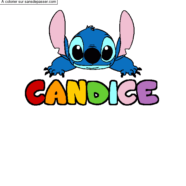 Coloriage pr&eacute;nom CANDICE - d&eacute;cor Stitch par un invit&eacute;