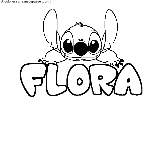 Coloriage Coloriage pr&eacute;nom FLORA - d&eacute;cor Stitch par un invit&eacute;