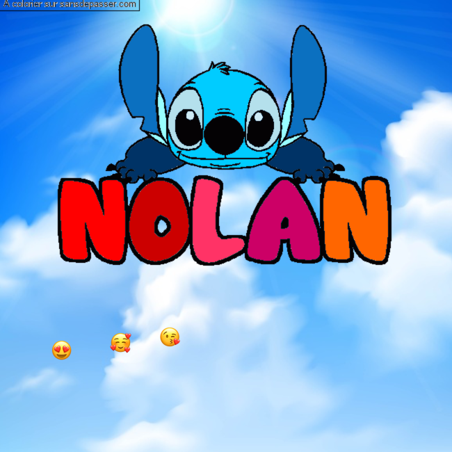 Coloriage pr&eacute;nom NOLAN - d&eacute;cor Stitch par un invit&eacute;