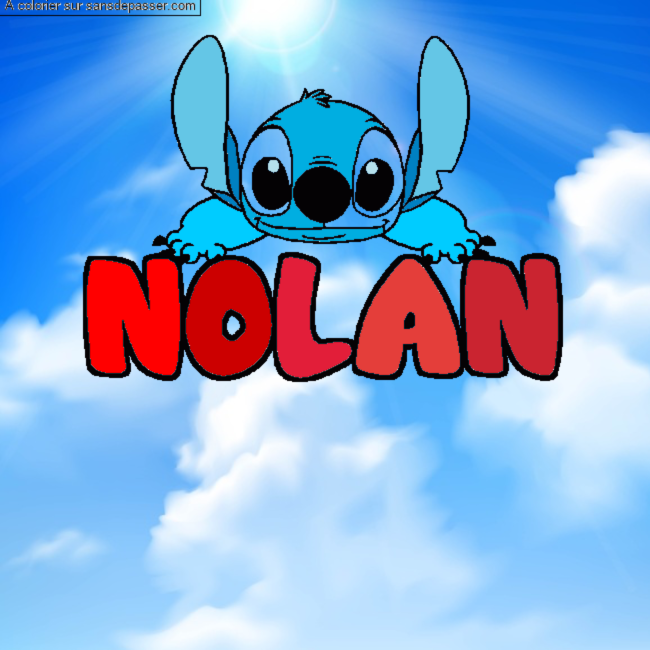 Coloriage pr&eacute;nom NOLAN - d&eacute;cor Stitch par un invit&eacute;