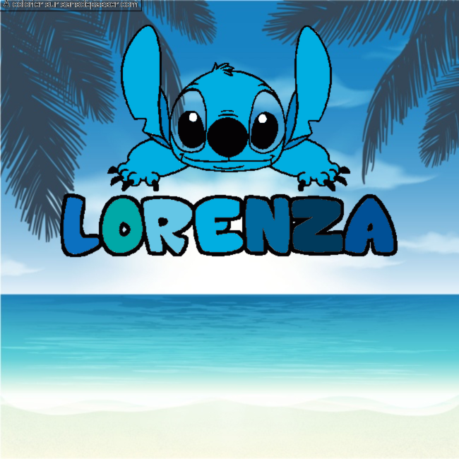 Coloriage pr&eacute;nom LORENZA - d&eacute;cor Stitch par un invit&eacute;