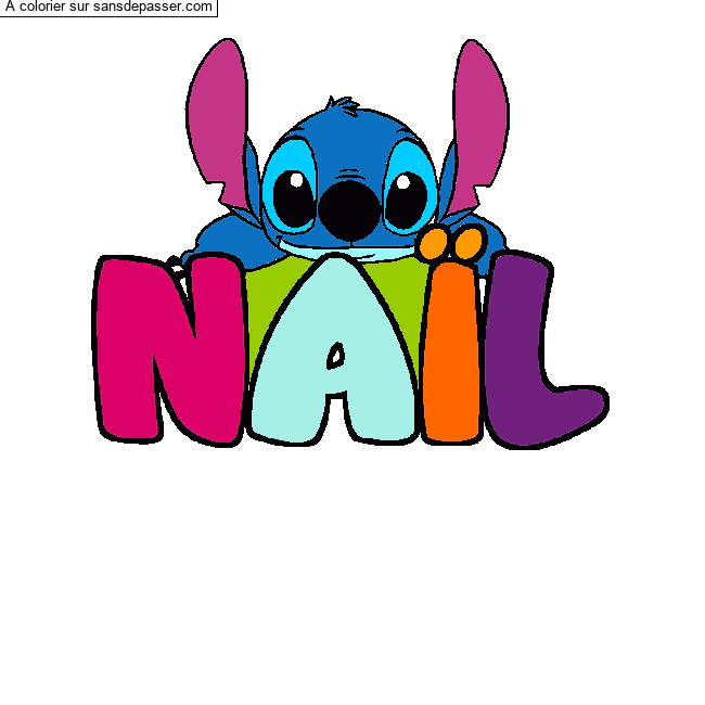 Coloriage pr&eacute;nom NA&Iuml;L - d&eacute;cor Stitch par un invit&eacute;