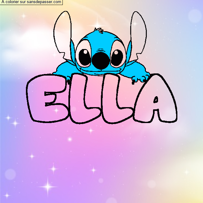 Coloriage pr&eacute;nom ELLA - d&eacute;cor Stitch par un invit&eacute;