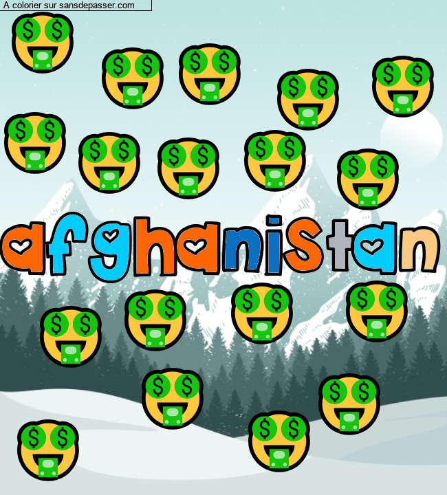 Coloriage pr&eacute;nom personnalis&eacute; "afghanistan" par Marya