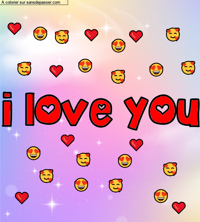 Coloriage pr&eacute;nom personnalis&eacute; "i love you" par Marya