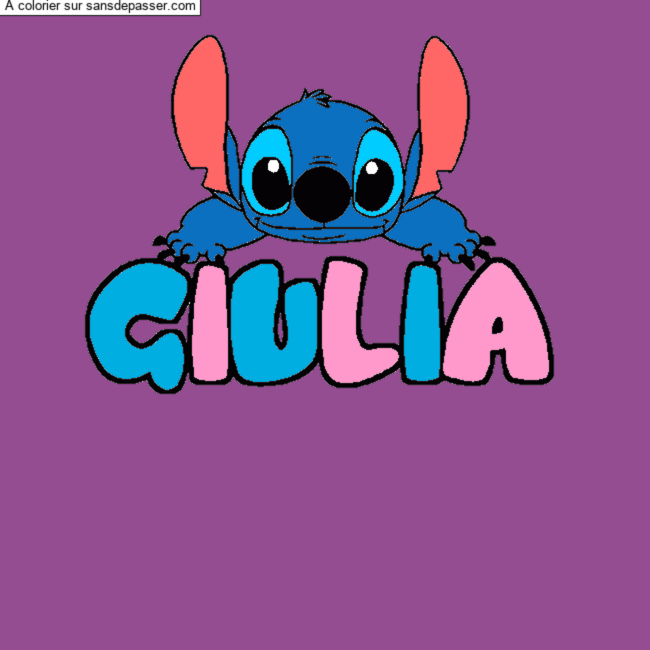 Coloriage pr&eacute;nom GIULIA - d&eacute;cor Stitch par un invit&eacute;