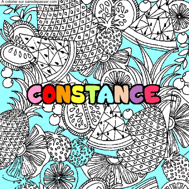 Coloriage Coloriage pr&eacute;nom CONSTANCE - d&eacute;cor Mandala fruits par un invit&eacute;