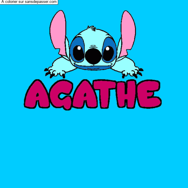 Coloriage Coloriage pr&eacute;nom AGATHE - d&eacute;cor Stitch par un invit&eacute;