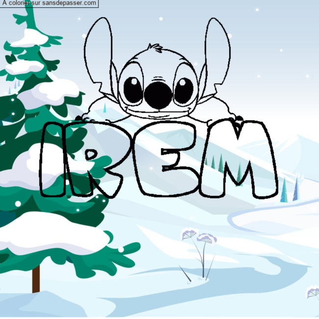 Coloriage pr&eacute;nom IREM - d&eacute;cor Stitch par un invit&eacute;
